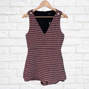 BNWT - Maje Iroma Playsuit 38/US 6 in Rouge Tweed Romper Black White and Red